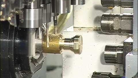 Diamond 20CSB Swiss-type CNC lathe - machining a pagoda [480p]