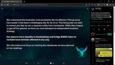 GeroWallet $GERO Releases Statement On CardStarter $CSWAP Drama 1.21.22