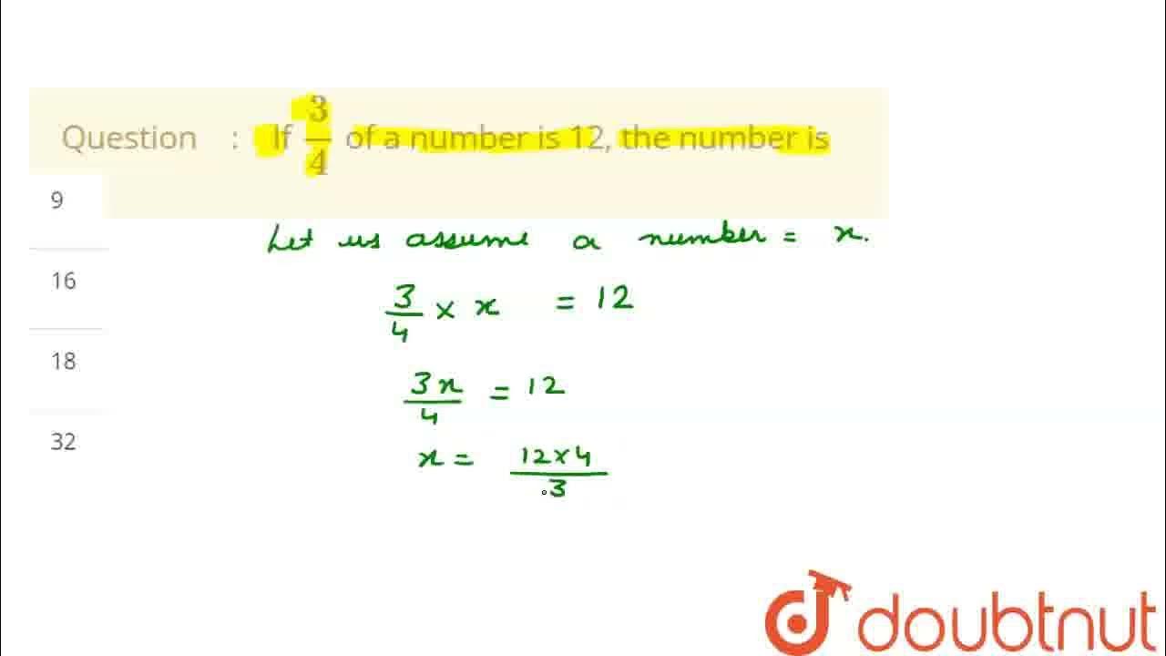 if-3-4-of-a-number-is-12-the-number-is-class-7-fractions-and