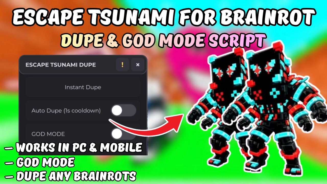 [DUPE] Escape Tsunami For Brainrots DUPE Script | GOD MODE | NOT PATCHED | NO KEY