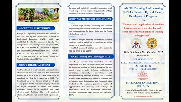 ATAL FDP ON CONCEPTS AND APPLICATIONS OF MACHINE LEARNING AND DEEP LEARNING FOR REAL WORLD PROBLEMS