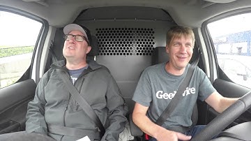 GeekWire founders John Cook and Todd Bishop arrive at the GeekWire Awards 2017