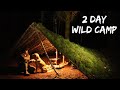 2 DAY SOLO in a PRIMITIVE WILD CAMP - Bushcraft Shelter - Survival Adventure - Wood Stove Cooking