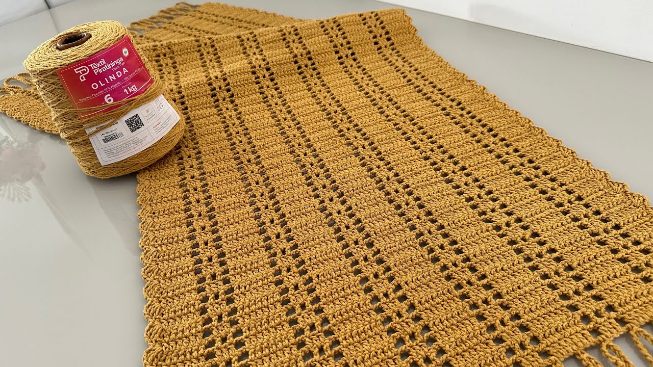 Manta para Sofá Mostarda de crochê Passo a passo completo