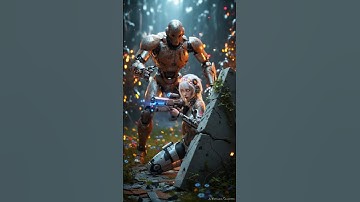 Cyberpunk Woman & Robot Face Battle in Ruined City #cyberpunk #scifi #shorts #ai #tattoo