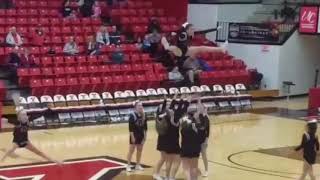 Slow Motion Cheer Stunt! Toe Touch Basket Toss!
