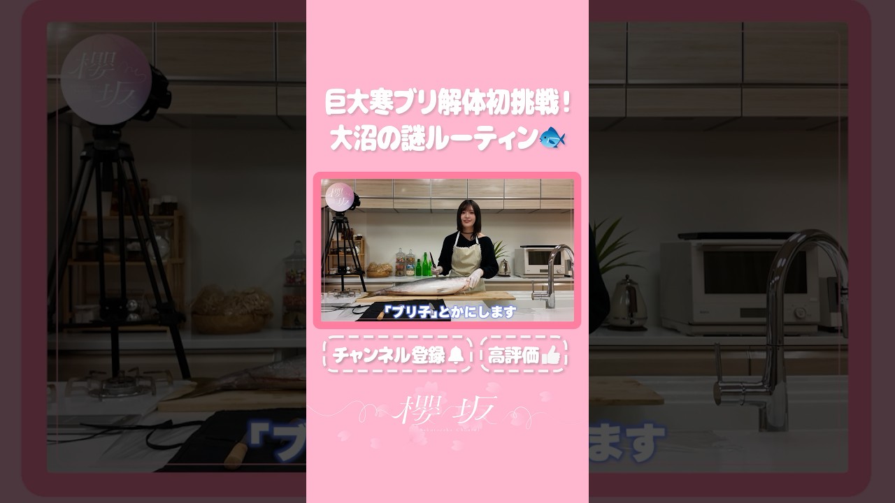 【⬆️本編はコチラ⬆️】巨大寒ブリの「ブリ子」をマイ包丁で捌くアイドル！🐟【ダイジェスト 】#shorts #櫻坂チャンネル