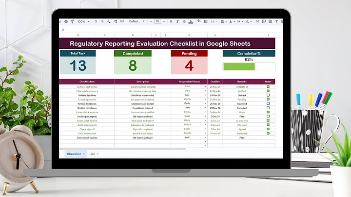 Regulatory Reporting Evaluation Checklist in Google Sheets