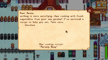 How I learned Parsnip Soup cooking recipe - Stardew Valley