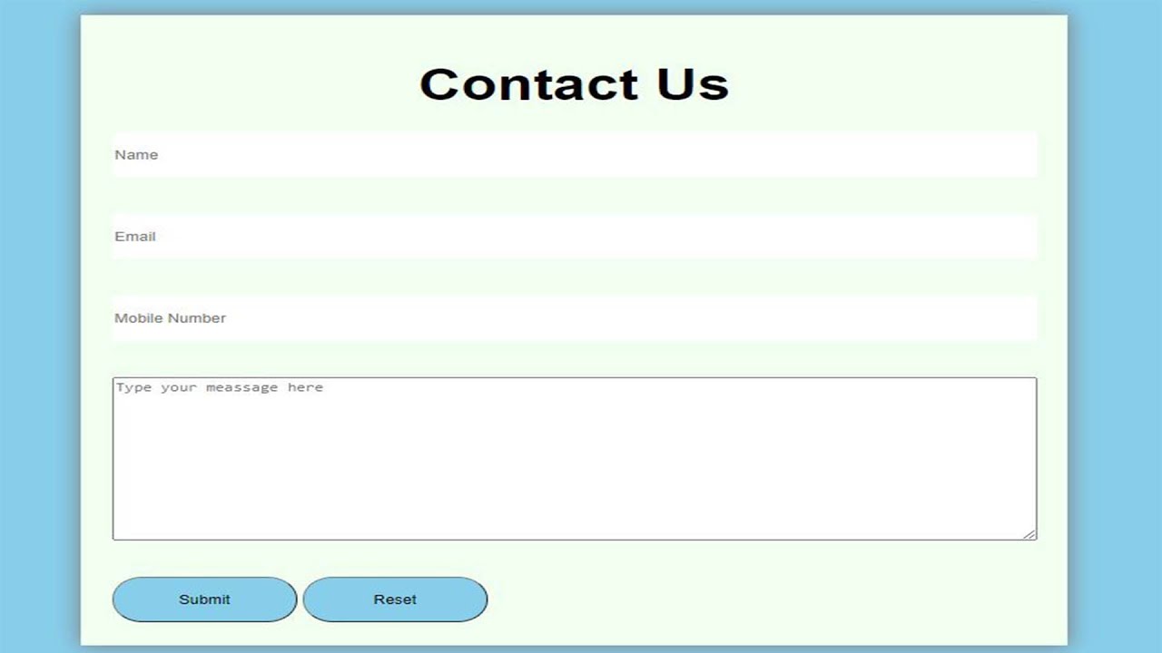 Contact form using HTML and CSS - YouTube