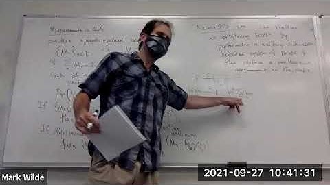 Lecture 11: Quantum Information Theory - Fall 2021 - Mark Wilde