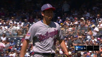 SD@LAD: Maeda snatches a comebacker to end the inning
