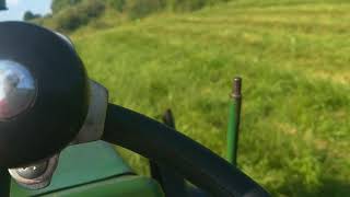 Mowing pasture with bush hog and oliver