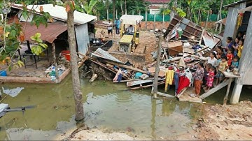 Complete100% Deleted Water ​​In Small Space House​​ by Bulldozer D21P Pushing Dirt & 5-T Dump Truck