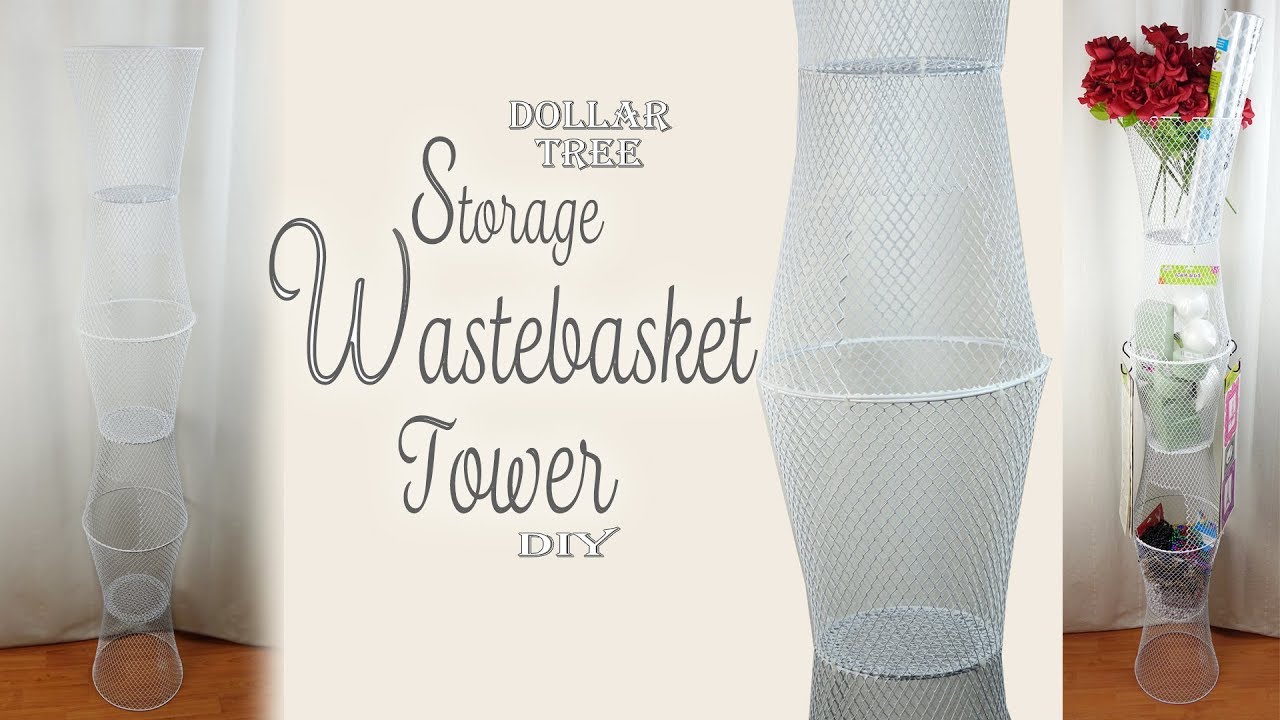 Dollar Tree Storage Wastebasket Tower YouTube
