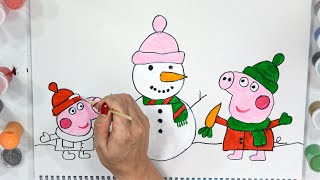 Can You Help Peppa Build A Snowman? Join The Fun Coloring & Drawing!