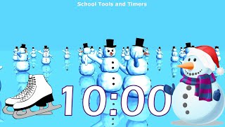 10 Minute ❄️Winter ☃️ Snowmen Ice Skating Countdown Timer