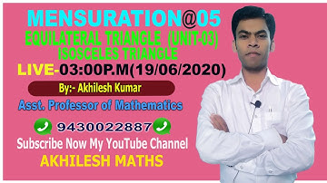 MENSURATION-05#EQUILATERAL TRIANGLE-03& ISOSCELES TRIANGLE#SSC,CDS,CAT,RLY,CTET,BANK