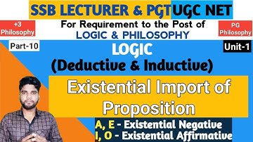 Logic,Existential Import of Proposition, SSB and PGT lectureship