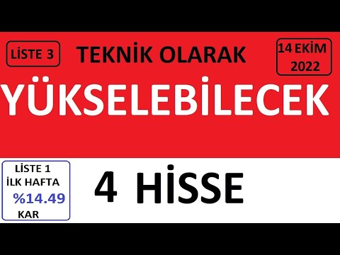 LİSTE 3 - TEKNİK OLARAK YÜKSELEBİLECEĞİNİ DÜŞÜNDÜĞÜM 4 HİSSE