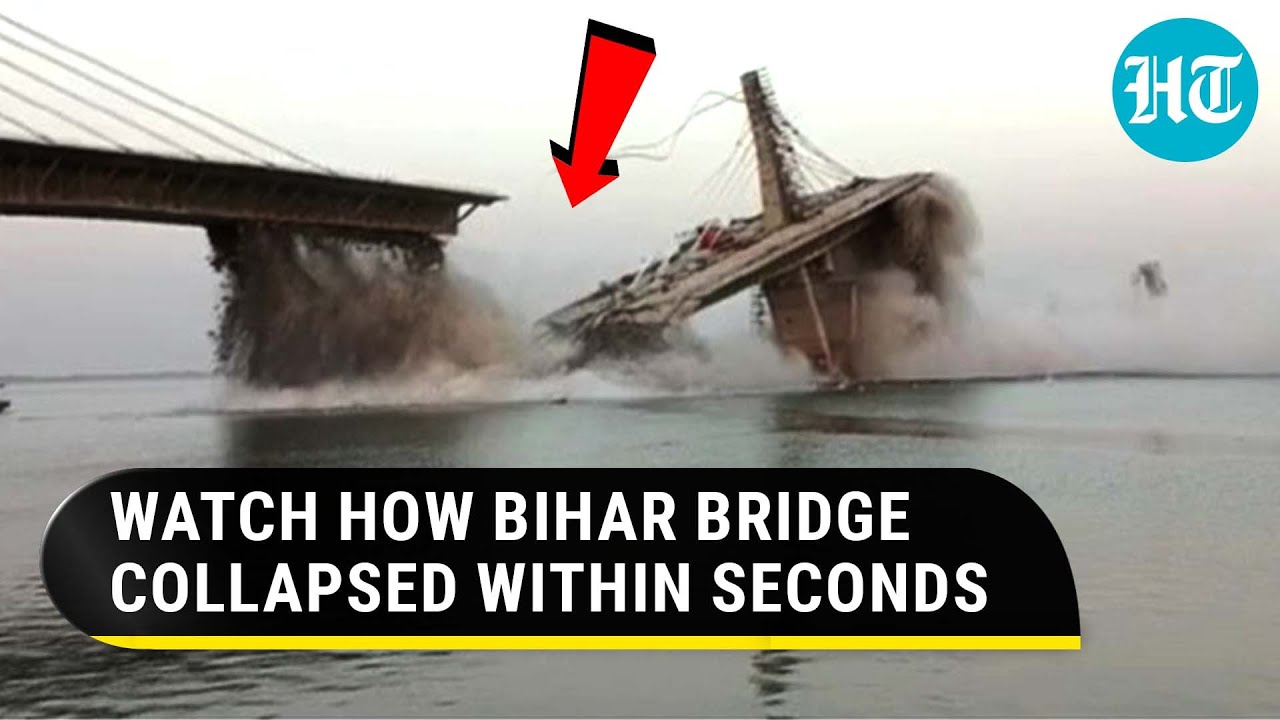 Bridge in Bihar collapses like a pack of cards in River Ganga  Watch Moment Of Fall