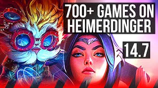 HEIMERDINGER vs IRELIA (TOP) | 6 solo kills, 7/1/1, 700+ games, Dominating | KR Master | 14.7