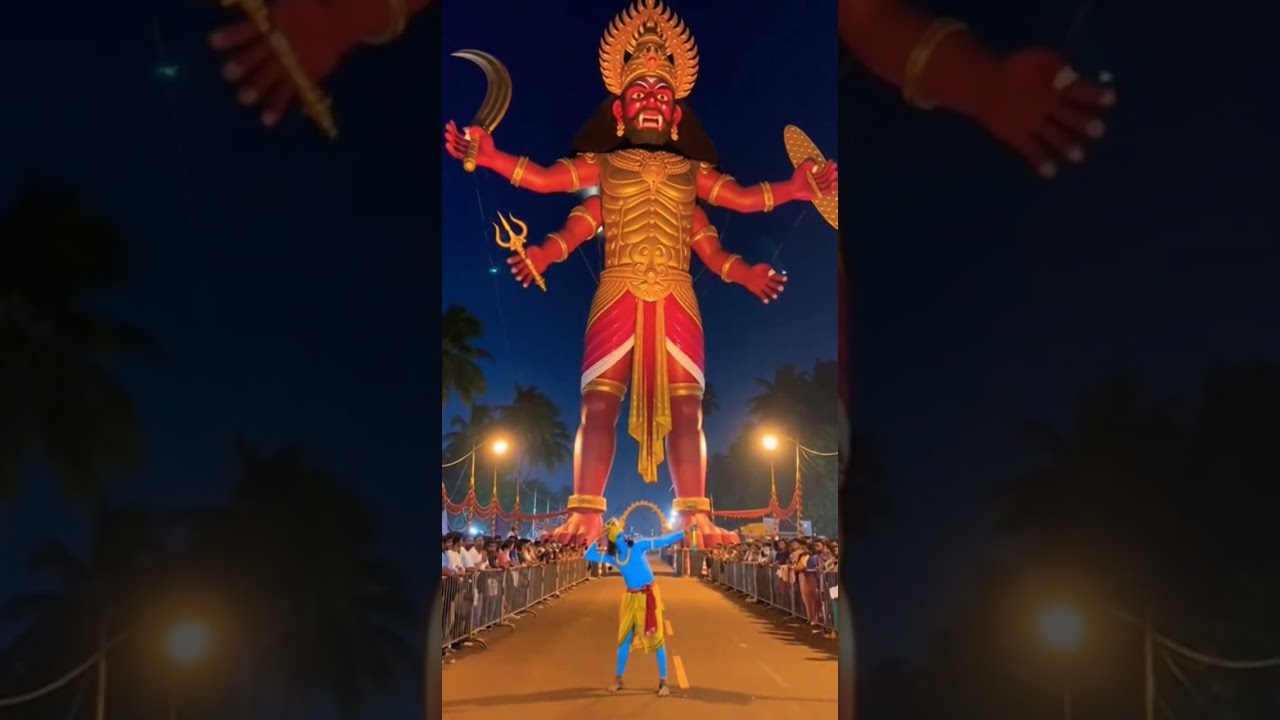 Krishna defeats giant Narkasur live festival 