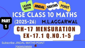 ICSE Klasse 10 Ch-17 Ex-17.1 ML Aggarwal (1-5) Deel 1 @jindalmathspoint