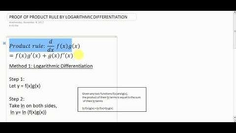 how to prove the product rule by logarithmic differentiation
