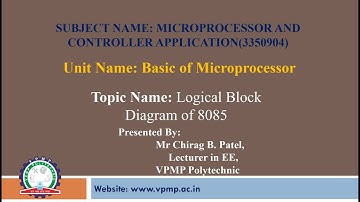 LOGICAL BLOCK DIAGRAM OF 8085 MICROPROCESSOR | MCA |3350904 | MR. CHIRAG B. PATEL