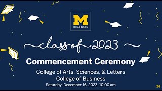 UM-Dearborn Fall 2023 Commencement Ceremony  Saturday, December 16, 2023 - 10 a.m.