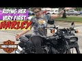She rides her very first HARLEY DAVIDSON motorcycle