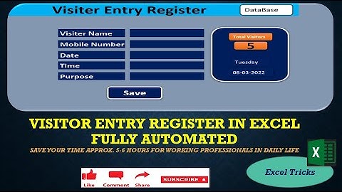 How To Create Visitor Gate Pass Entry in Excel #Sumdax #Excel