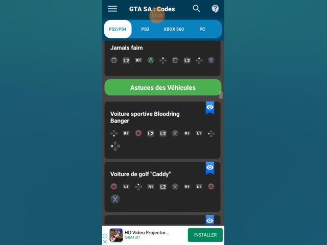 Les code de gta san ander ps2
