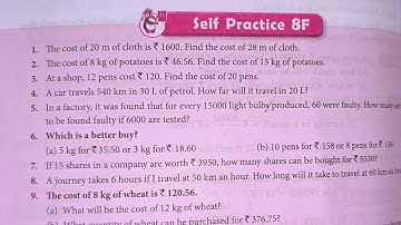 new learning composite maths class 6 self practice 8 f| schand maths class 6 ex-8f| ratio proportion