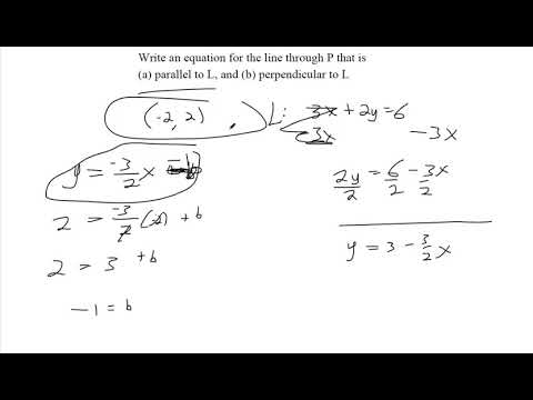 Write an equation for the line through P that is parallel and perpendicular to the given line L
