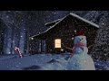 Winter Storm Ambience with Snowman ⛄ Wind Sounds And Relaxing Background Music ❄️
