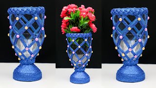 How to make flower vase at home | plastic bottle flower vase making