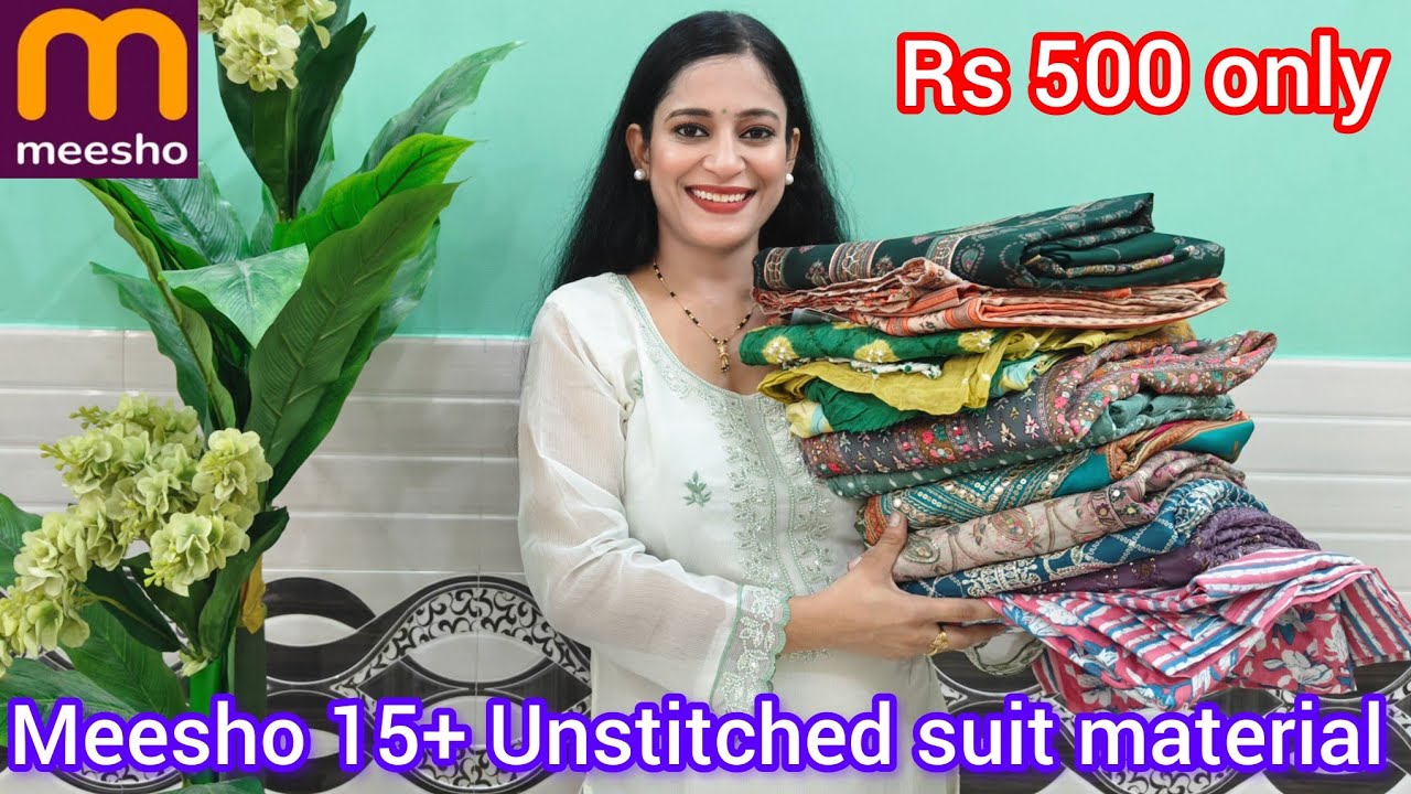 Meesho🛍️15+partywear unstitched suit material ❤️ cotton, organza, Georgette suit, review 