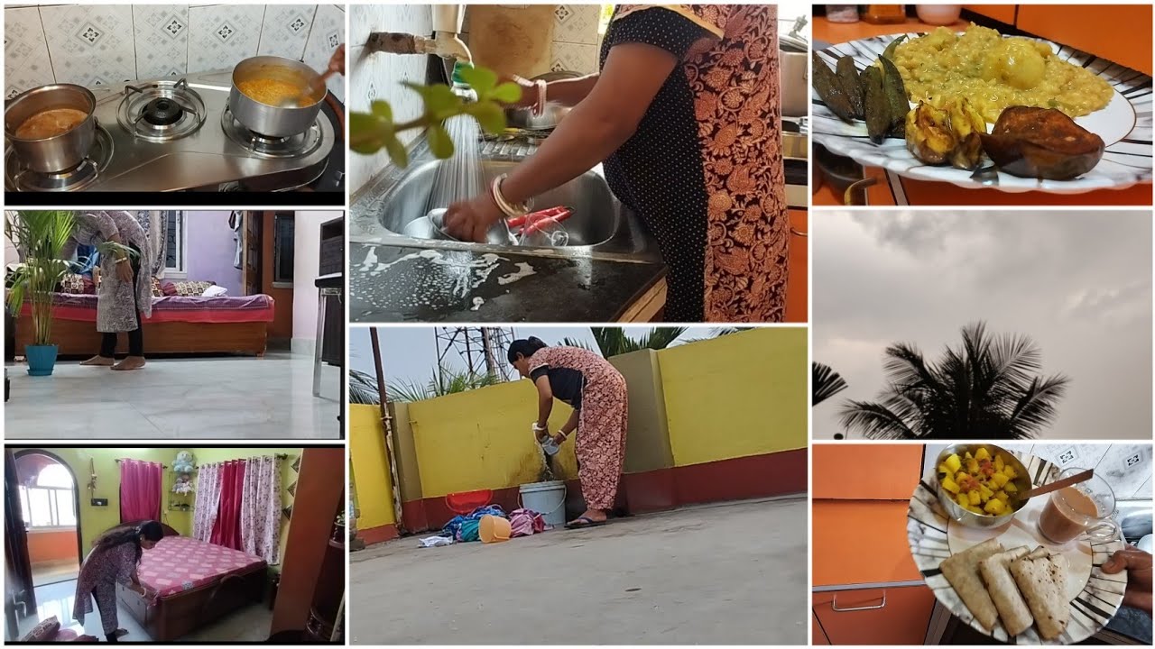 সকাল ৭ টা থেকে রাত দশটা পর্যন্ত সারাদিনের কাজকর্ম তবে বিকাল বেলা ভালোই ঝড়বৃষ্টি হয়ে গেলো ||