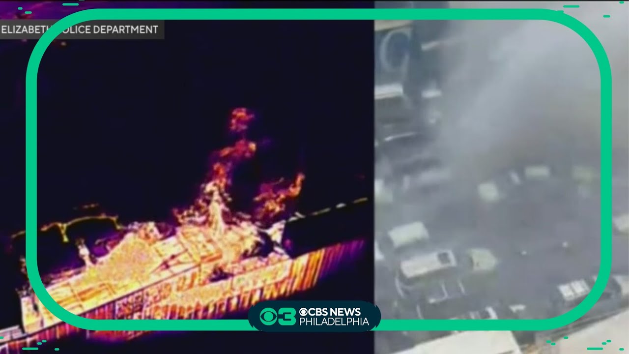 Cargo ship still on fire in Port Newark, NJ - YouTube