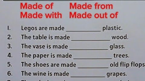 English Grammar Exercise - MADE OF | MADE FROM | MADE WITH | MADE OUT OF