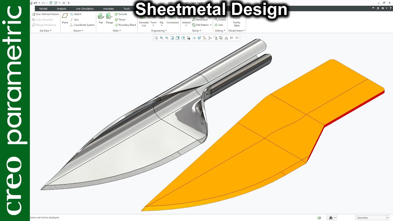 Sheet Metal Tutorial One piece knife in Creo Parametric YouTube