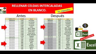 Rellenar filas en blanco intercaladas en Excel. En segundos. Facil y gratis.