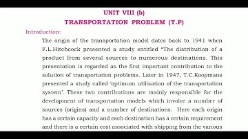 2puc statistics transportation problem north west corner rule