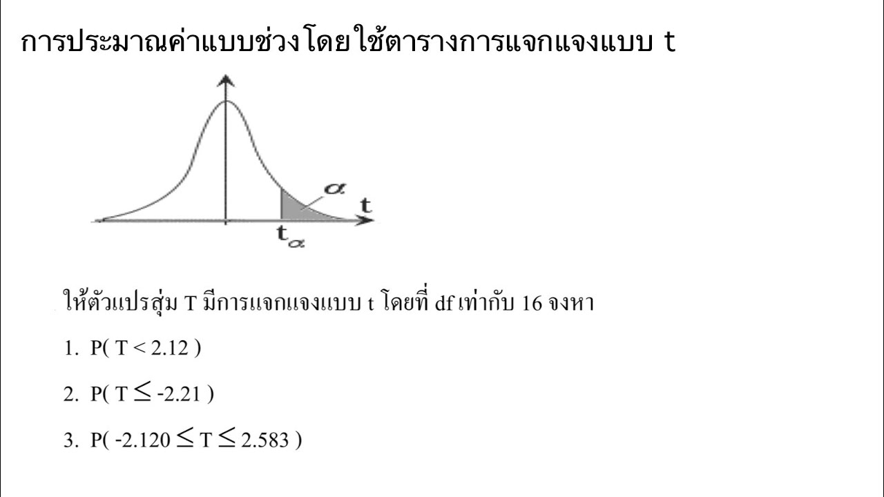 การแจกแจงแบบ t (The t distribution) - YouTube