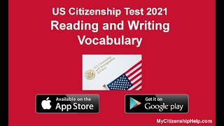 2022 US Citizenship English Reading and Writing Test&#39;s Vocabulary