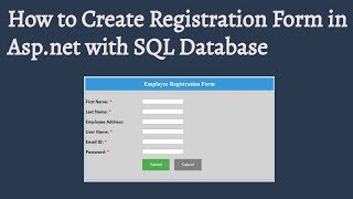 (#11) How to Create Registration Form in Asp.net with SQL Database | Asp.Net Tutorial