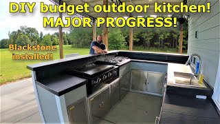 DIY budget outdoor kitchen build part 6! Blackstone is installed! #Vevor #633