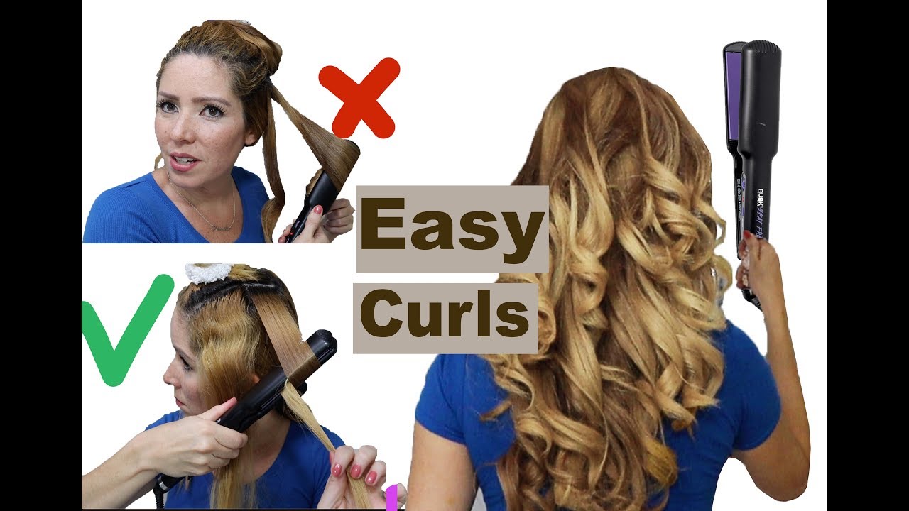 How to curl your hair with a straightener - EASY & FAST - YouTube